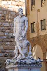 Florence, Italy, June, 25, 2016: statue of Hercules and Persimmon in Florence, Italy
