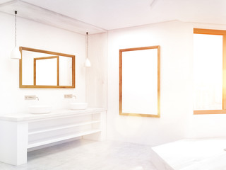 Sunlit bathroom corner
