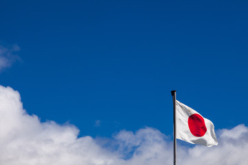 青空にはためく日本国旗