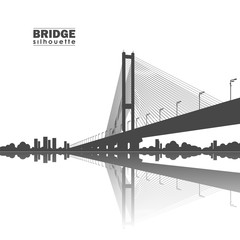 Vector illustration: Silhouette of South Bridge. Kiev