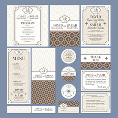Naklejka premium Set of wedding cards