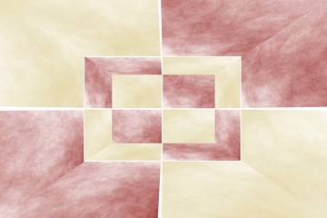 Illustration of a red and vanilla colored 3d box