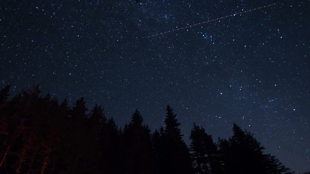 Stars Time Lapse Sky Turning Space with forest foreground Astrophotography