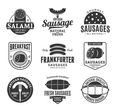 Vector sausage logo and design elements