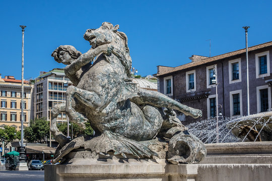 The Fountain of the Naiads on Piazza della Repubblica in Rome. Italy.