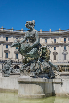 The Fountain of the Naiads on Piazza della Repubblica in Rome. Italy.
