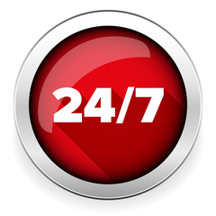 24 7 icon. open 24 hours a day and 7 days a week