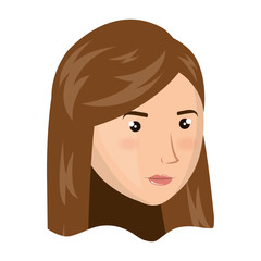 avatar woman face with brown hair cartoon. vector illustration