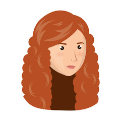 avatar woman face with red hair cartoon. vector illustration