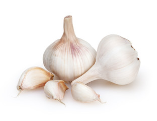 Garlics isolated on white background with clipping path