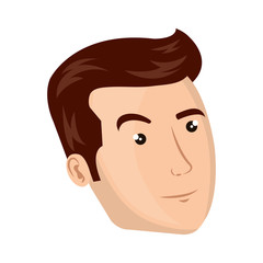 avatar man face with brown hair cartoon. vector illustration