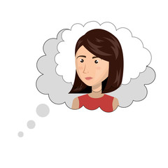 cloud with thought in a human woman. comic speech communication bubble. vector illustration
