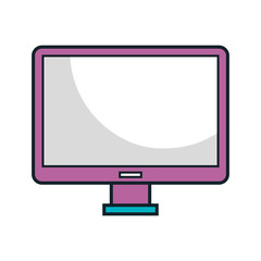 purple monitor computer device. technology and electronic object. vector illustration