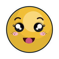 kawaii cartoon emoticon with happy expression face. vector illustration
