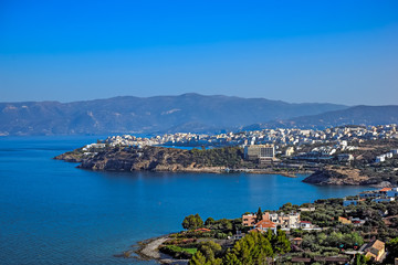 Town of Agios Nikolaos and the Mirabello Bay. Crete