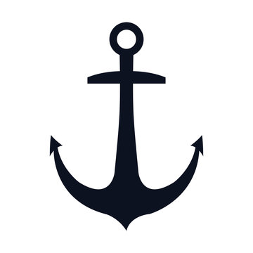 navy metal anchor marine ocean equipment. vector illustration