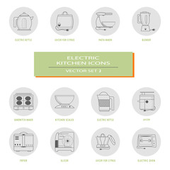 Set of vector icons of kitchen appliances. Vector icons of kitchen appliances.
