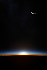 Earth sunrise through atmoshere