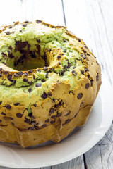 Donut with mint and drops of chocolate