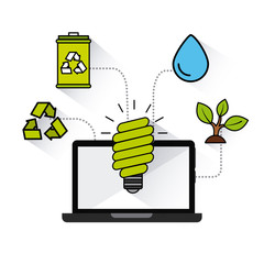 ecology online technology flat icons vector illustration design