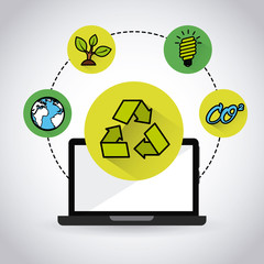 ecology online technology flat icons vector illustration design