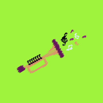 trumpet playing music notes on green clip art preview