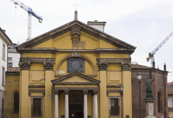 Fototapeta na wymiar Architectural close up of Santa Maria Podone Church in the center of Milan, Italy