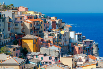 Manarola. The famous medieval village with colorful houses.