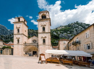 Travel and vacation in Montenegro. Cathedral of Saint Tryphon in Kotor, Montenegro