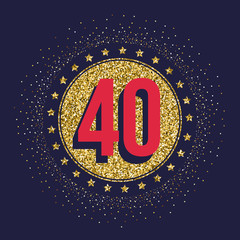 Forty years anniversary celebration golden logotype. 40th anniversary gold logo.