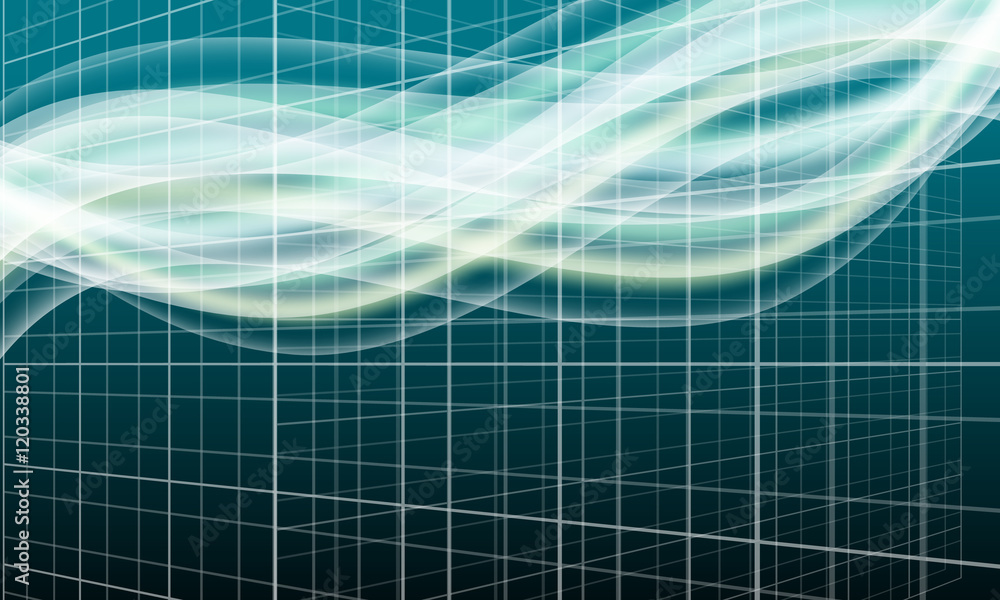 Poster vector abstract background with grids and waves