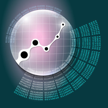 Vector abstract background and binary code and diagram