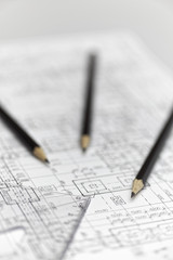 Pencils on an architect project