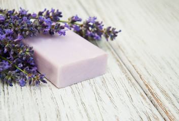 Fototapeta na wymiar Lavender with soap