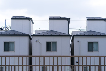 White houses in line