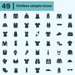 Set of forty nine clothes icons