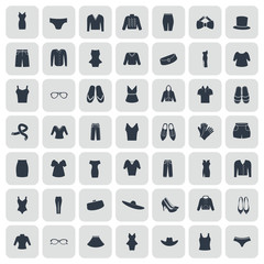 Set of forty nine clothes icons