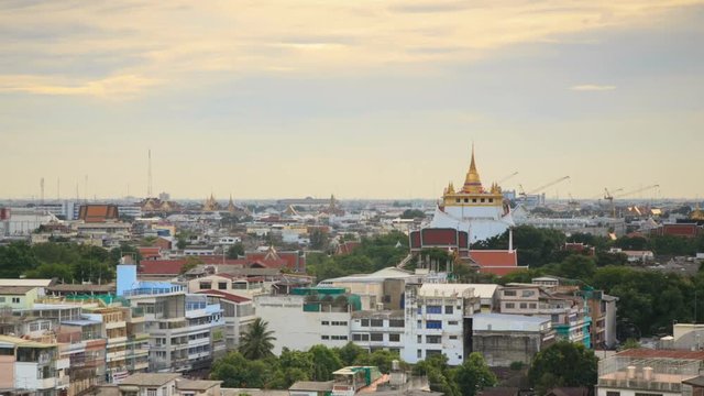 Time lapse of Golden Mountain Temple, Wat Saket Bangkok