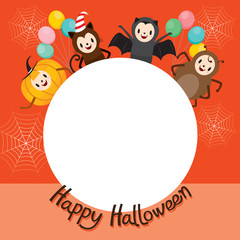 Halloween Cartoon Character On Circle Frame, Mystery, Holiday, Trick or Treat, Culture, Disguise, October, Character, Fantasy, Night Party