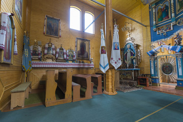Indoor interior of the old church. West Ukraine. Monument of archiculture of 19 century