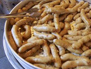 Taiwanese sticky rice closeup at market.