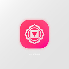 Chakra Muladhara or root chakra icon, ayurvedic symbol, concept of Hinduism, Buddhism.Vector isolated on white background
