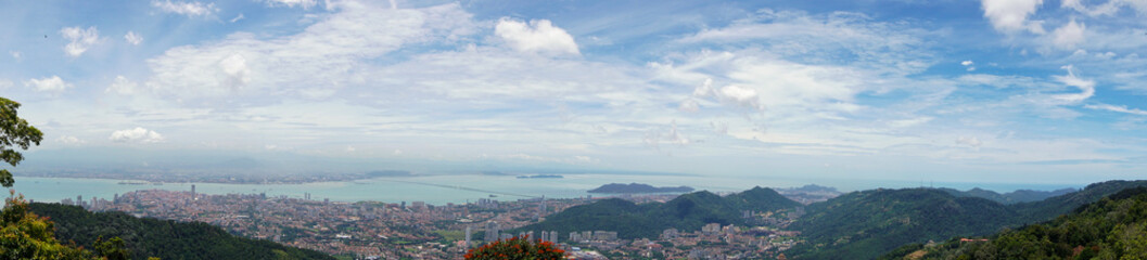 Panorama of Georgetown city on Penang island, Malaysia