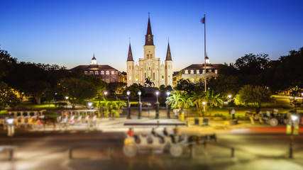 Jackson Square in New Orleans, Louisiana French Quarter at Night