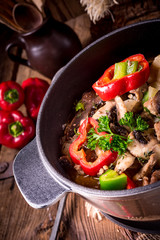 Goulash with colored vegetables