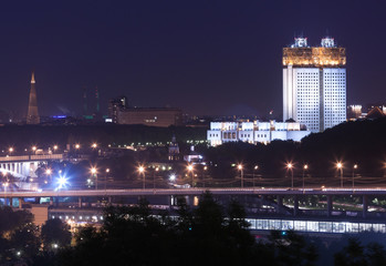 Fototapeta na wymiar Building of the Russian Academy of Sciences in Moscow by a summer night