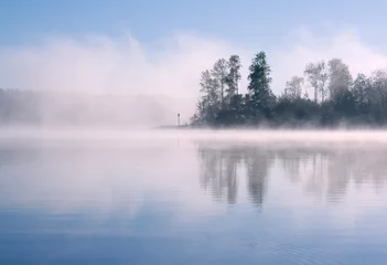Foto op Canvas Morning fog on lake © igordabari