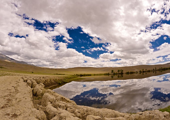 Steppe lake sky