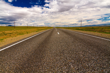 Road steppe sky