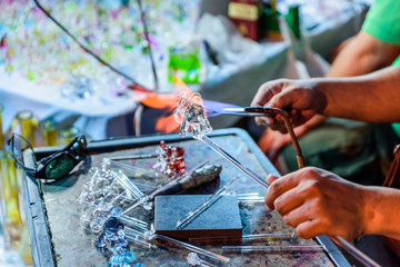 Glass blowing process .